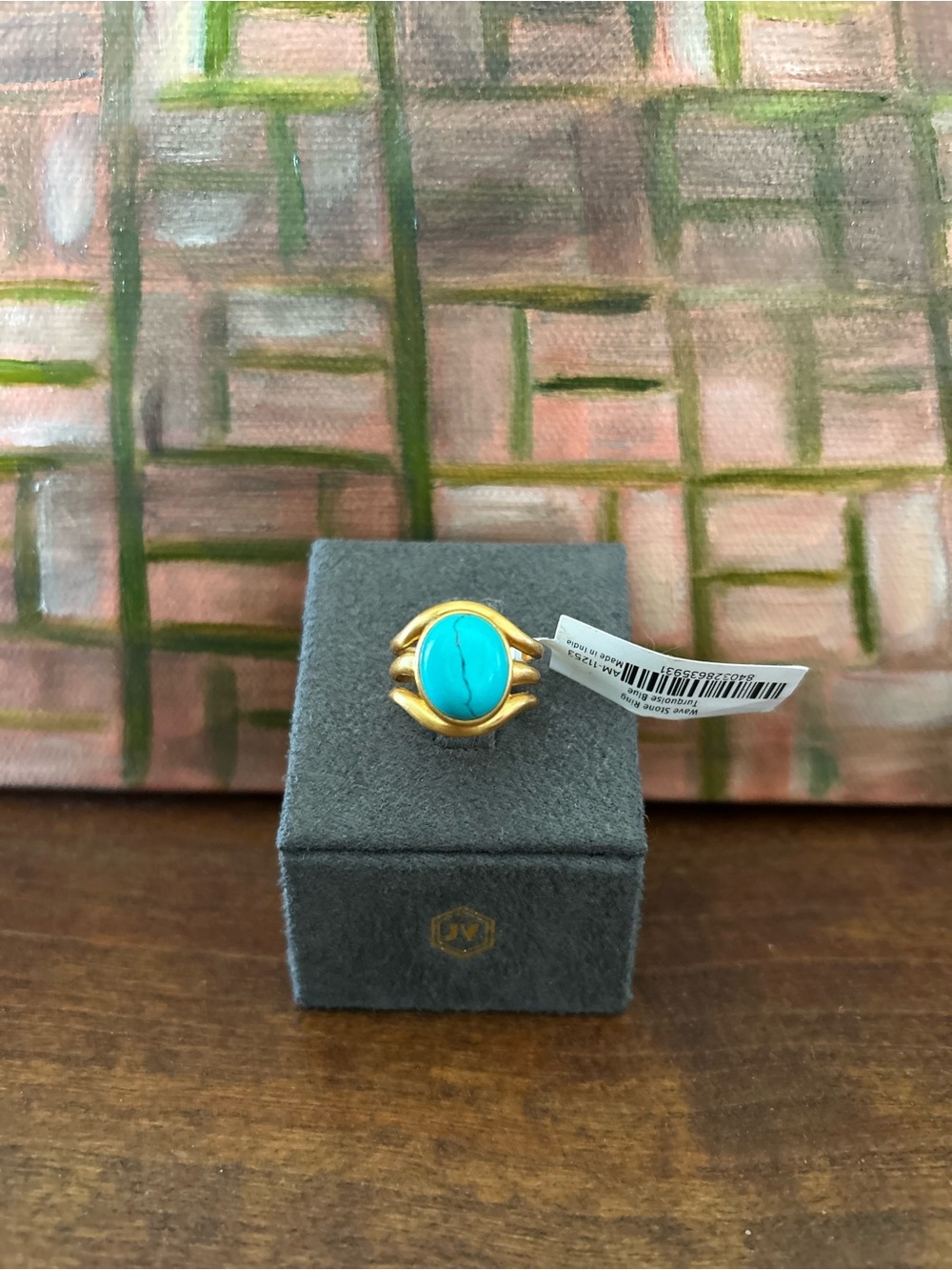 Julie Vos Gold-Tone Ring with Turquoise Stone